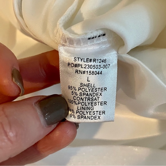 Lena Tuxedo Satin Jumpsuit White Fully Lined Style# R1246 - Picture 15 of 16